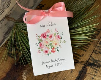 Wedding Shower Favors | Flower Seed Packets | Boho Pink Cream Flowers Love is in Bloom for Wedding Shower