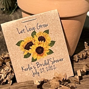 MINI Wedding Favors Bridal Shower Favors Sunflowers Seeds Let Love Grow Birthday Flower Seed Packets Shabby Chic Rustic Cute & Little