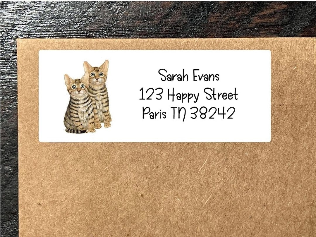 Personalized Cat Address Labels: Custom Return Stickers (2.6 X 1 In) - Etsy