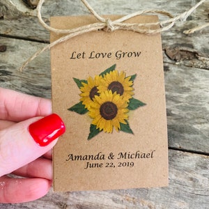 Sow in Love Sunflower Wedding Favors , Bridal Shower Favors , Rustic and Shabby Chic favors