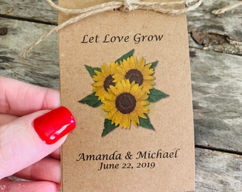 Sow in Love Sunflower Wedding Favors , Bridal Shower Favors , Rustic and Shabby Chic favors