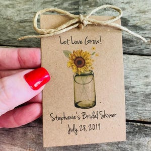 Sunflower in Mason Jar Flower Seed Packets | Let Love Grow Favors