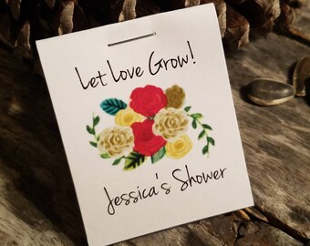 Personalized MINI Flower Seeds Floral Reds Golds Fall Winter Christmas Baby Shower Favors Sprinkle Favors Flower Seed Packets Seed Favors