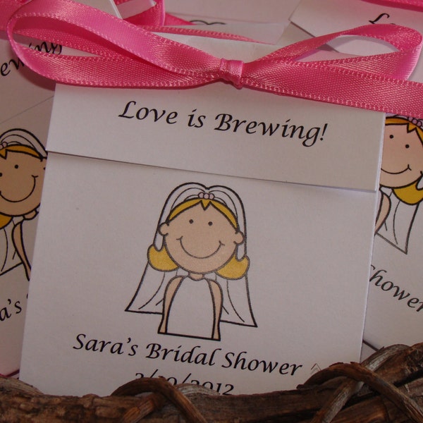 Bride Cartoon Tea Bag Favors, Cute Wedding Shower | Bridal Shower Party Favors