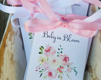 Boho Blush pink Baby Shower Favors Flower Seed Packets , Watercolor Pink Cream Flowers , Baby Shower Favors for Baby Sprinkle Seed Favors
