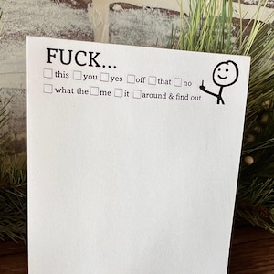 F*ck This That Funny Notepad, 50 Pages of Pure Entertainment" Hilarious Note Pad -stick figure Middle finger image 5