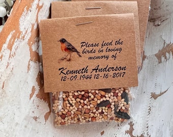 24 Robin Bird seed Funeral Favors | Feed the Birds | Celebration of Life Memorial packet | Bereavement Packets bird food