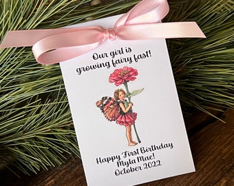 Zinnia Garden Fairy Flower Seed Packets | Child's Birthday Party Favors | Personalized Fairy Princess theme