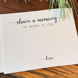 Share a Memory Card , PRINTED , for Funeral Service