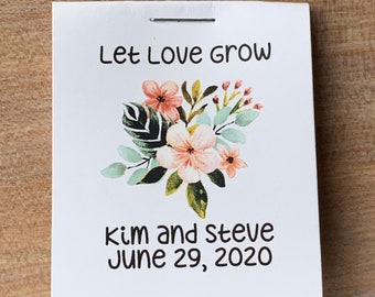 Hawaiian Wedding Favors,flower seed packets,let love grow favors,tropical favors,destination Wedding