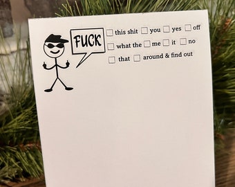 Fuck This That Funny Notepad , 50 Pages of Pure Entertainment" Hilarious Note Pad -stick figure Middle finger FAFO