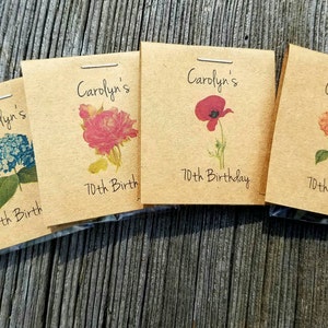 Personalized Poppy Hydrangea Rose Wildflowers Wedding Favors , MINI Seeds Let Love Grow Flower Seed Packet Favors Seeds Included