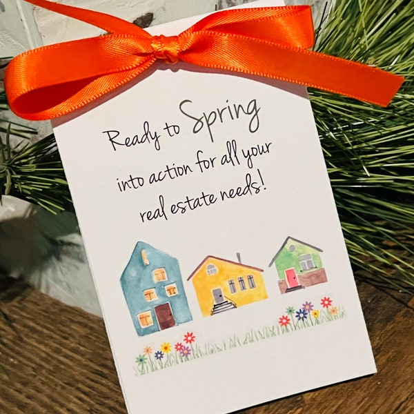 Thank You Gift for Home Buyers Ready to Spring into Action Real Estate Agent Thank You gift Promotional Business Cards Flower Seed Favors