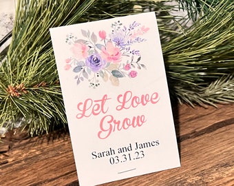 Let Love Grow, Wedding Shower Favors ,Flower Seed Packets , bridal shower favors