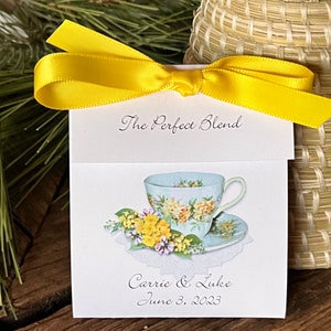 Bridal Shower Tea Favors | The Perfect Blend Favors | Yellow floral teacup