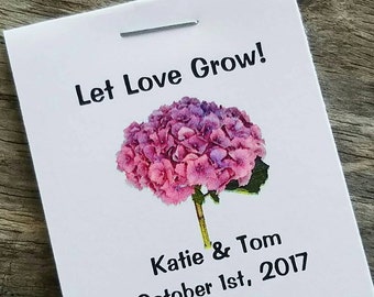 Mini Pink or Blue Hydrangea Design Flower Seed Favors , Bridal Shower Favors , Wedding Favors Personalized Shabby Chic Seed Packets