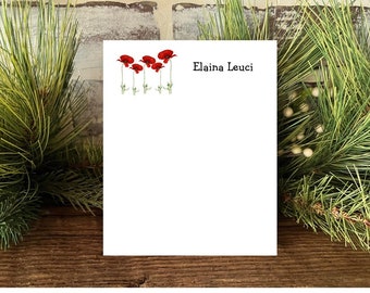 Red Poppies Notepad , Note Pad Personalized ,Gift for Her , Co,workers