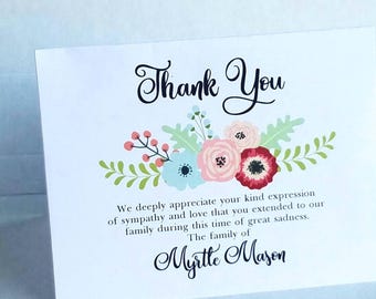 Sympathy Acknowledgement Cards, Funeral Thank You and Bereavement Notes Personalized