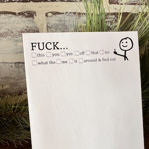 Fuck This That Funny Notepad , 50 Pages of Pure Entertainment Hilarious Note Pad stick figure Middle finger image 1