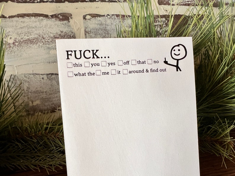 Fuck This That Funny Notepad , 50 Pages of Pure Entertainment Hilarious Note Pad stick figure Middle finger image 1