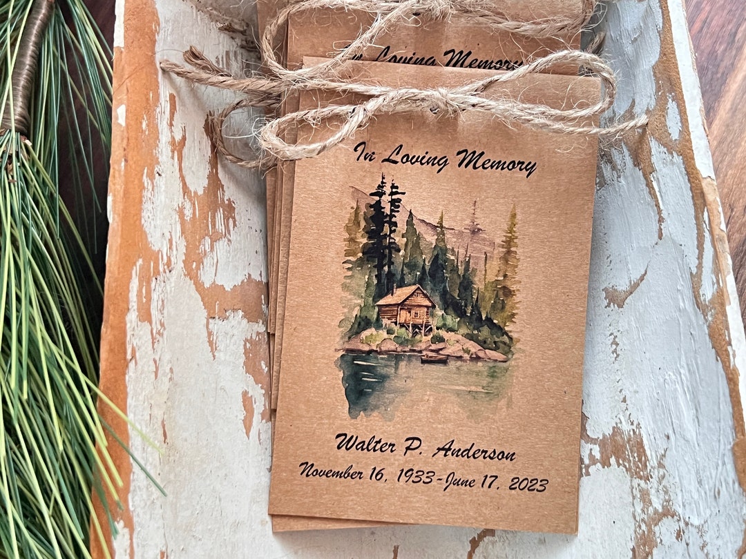 Outdoorsman Celebration of Life Memorial Seeds Favors Funeral Memorial