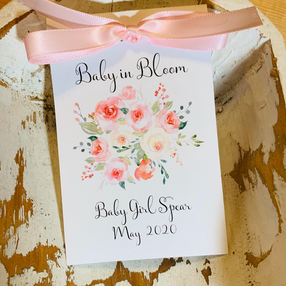 Baby Shower Flower Seed Packets Watercolor Pink Cream | Etsy