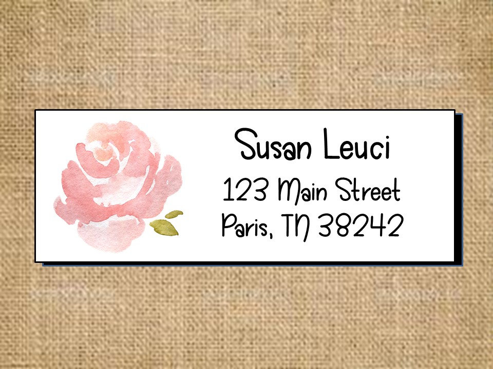 Address Labels , Pink Rose Watercolor Personalized Return Address ...