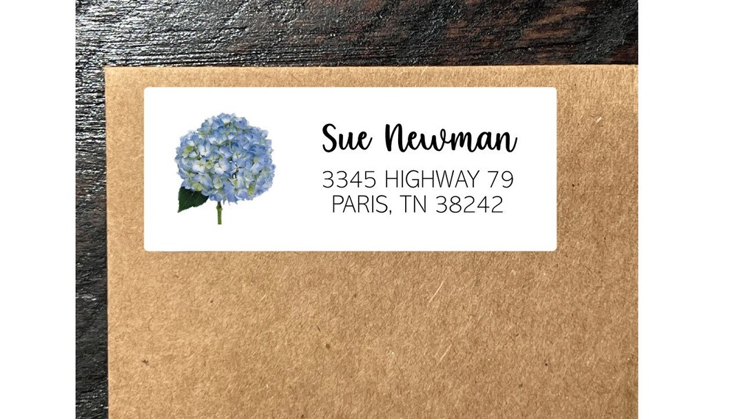 Hydrangea Label Return Address Labels Hydrangea , Personalized Address Labels , Blue ...