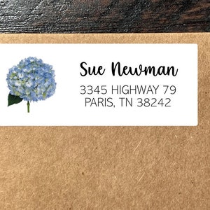 Return Address Labels Hydrangea , Personalized Address Labels , Blue Hydrangea