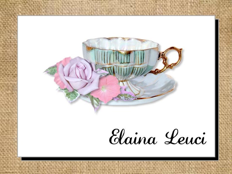 Beautiful Personalized Mint Julep Cup of Tea Teacup Note Cards Etsy