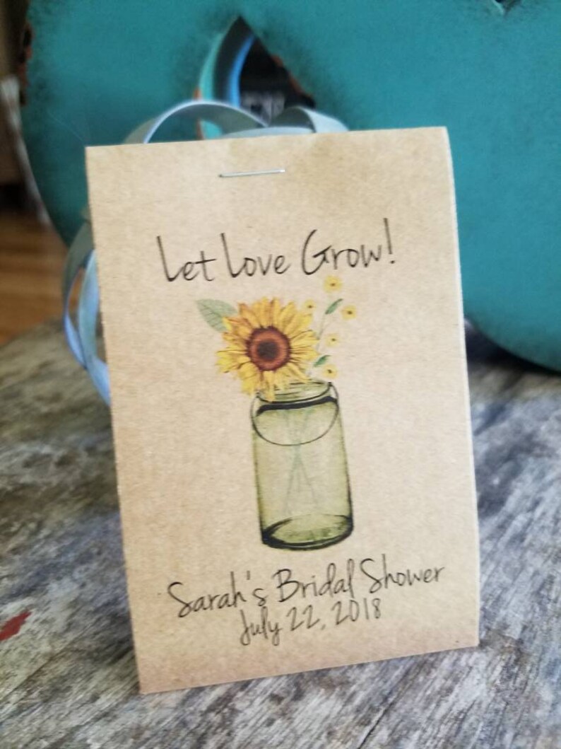 Rustic Yellow Sunflowers Mason Jar Let Love Grow Flower Seed Etsy