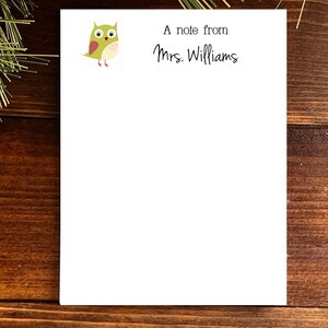 Teacher Notepad, Note Pad Personalized Teacher Gift, Owl scribble pa