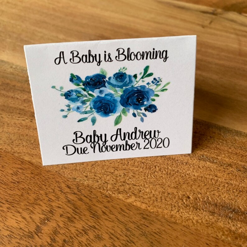 Personalized FUN SIZE Blue Roses Bridal Shower Flower Seed Packet Favors Sow in Love Wildflower Seeds Wedding Favors