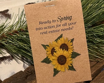 Ready to Spring into Action Real Estate Agent Thank You gift Promotional Business Cards Flower Seed Favors Help your business grow