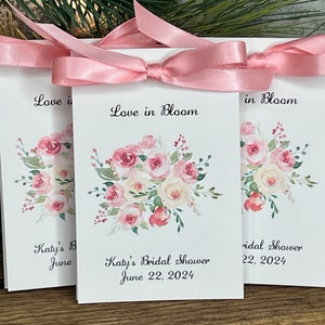 Bridal Shower Favors | Flower Seed Packets | Boho Pink Cream Flowers Love is in Bloom for Wedding Shower
