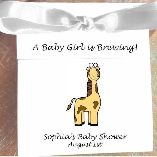 Giraffe Baby Shower Favors | Giraffe Zoo Animals | A Baby is Brewing Tea Favor