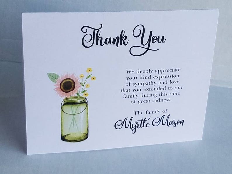 Sunflower Sympathy Thank You Note Cards personalized and