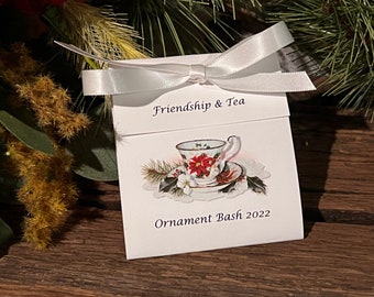 Poinsettia Design Teacup Tea Favors for Christmas Party, Church Event, Christmas Afternoon Tea