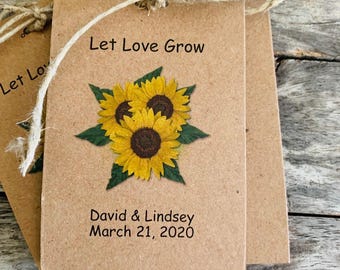 Sunflower Seed Packet Favors ~ Perfect for Autumn Bridal Shower | Fall wedding