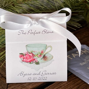 Bridal shower Tea Favors Personalized Tea Bag for wedding shower Tea Party Luncheon , The Perfect Blend tea packets