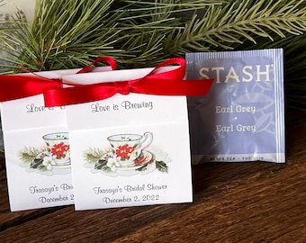 Christmas Bridal Shower Tea Favors , Festive and Elegant Party Mementos