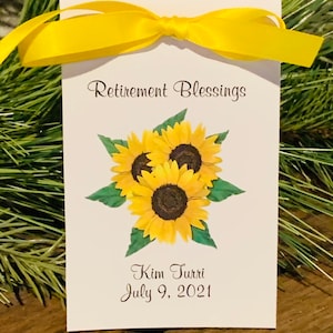 Personalized Retirement Favors Sunflower Seeds Party Favors Flower Seed Packets for Retirement Going away Party