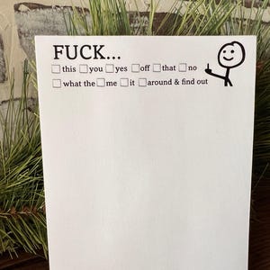 F*ck This That Funny Notepad, 50 Pages of Pure Entertainment" Hilarious Note Pad -stick figure Middle finger image 2