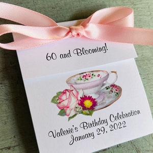 Personalized Tea Bag Favors | for 30th 40th 50th 60th 70th 80th Birthday Celebration