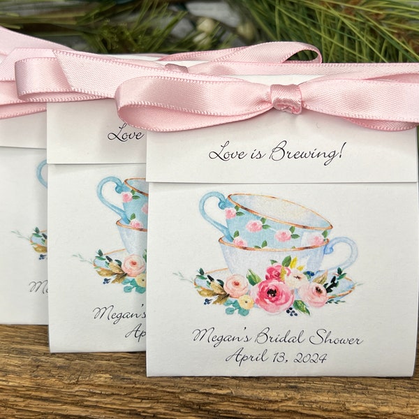 Bridal Shower Favors | Tea Favors for wedding Shower | Tea Party Tea Bag Shower Favors Personalized | stacked