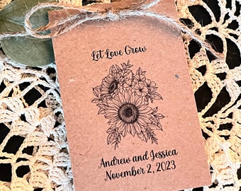 Bridal Shower Seed Packet Favor // Wedding Favors // Custom Sunflower Seed Favor // Couples Bridal Favors