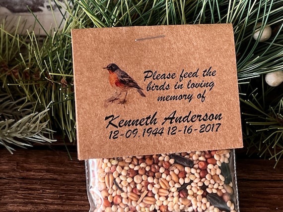 Robin Bird Food Funeral Favors | Feed the Birds | Celebration of Life Memorial packet | Bereavement Packets bird seed
