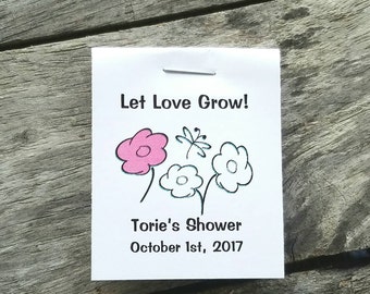 Mini Flower Seed Favor Packets for Bridal Shower