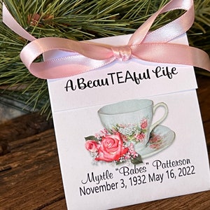 Personalized Tea Favors , Memorial Gift , Funeral Gift Tea Packets