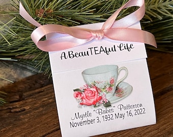 Memorial gift keepsake for Tea lover A Beautiful Life Tea Bag Funeral Gift Tea Packets Favors